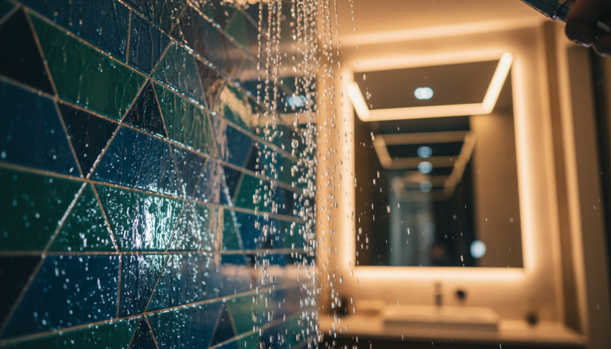 tile drenching bathroom