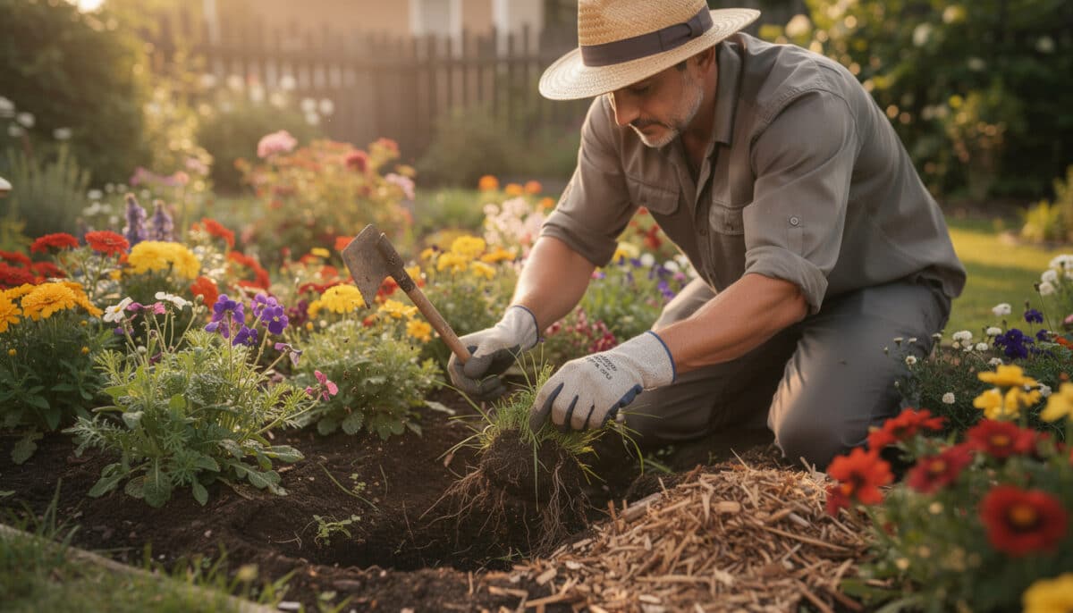 remove grass from flower beds