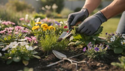 remove grass from flower beds