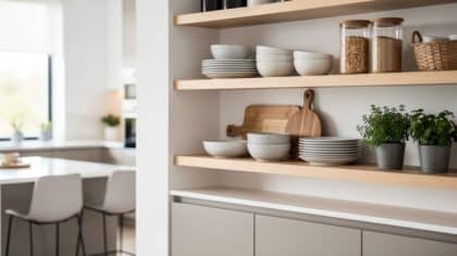 open shelving kitchen