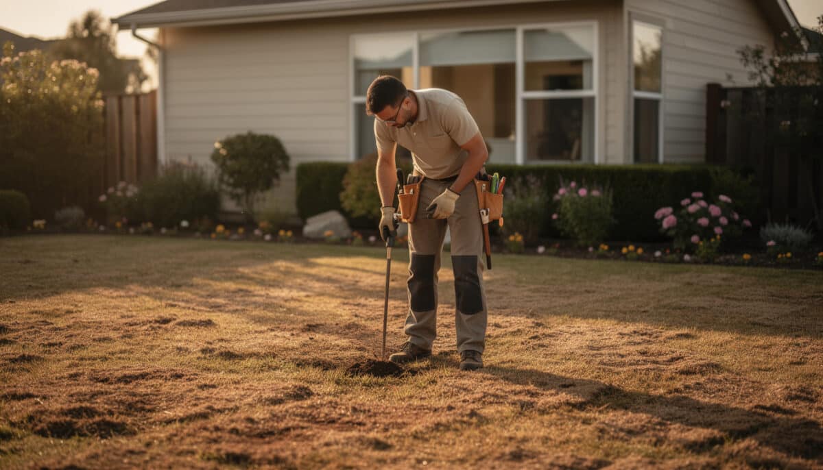 brown lawn after watering