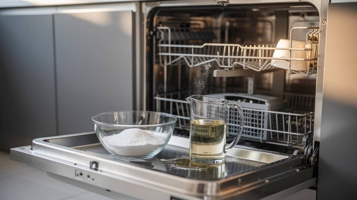 dishwasher cleaning vinegar baking soda