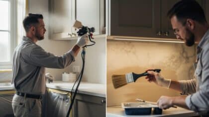 spray vs brush cabinet painting