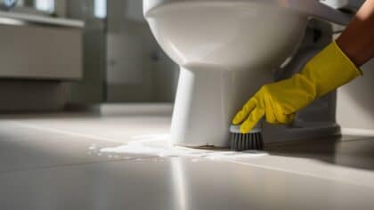 cleaning toilet base