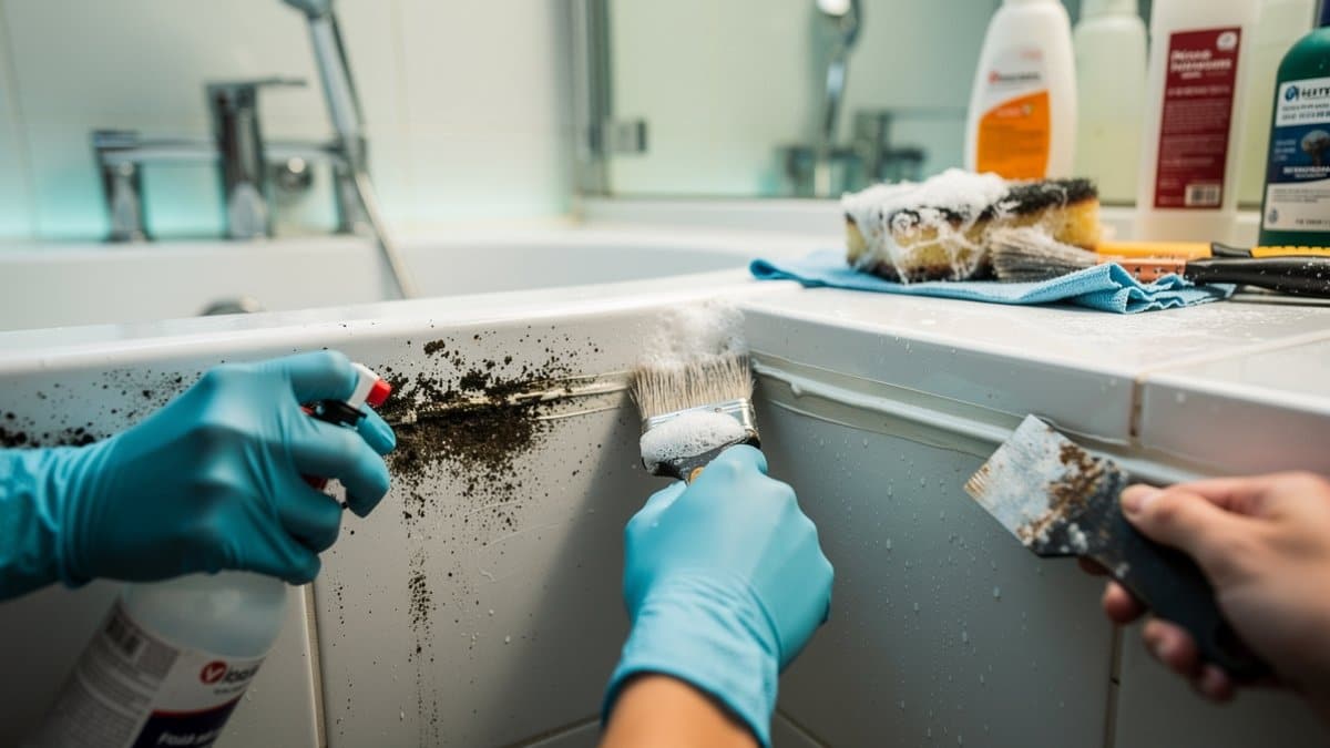 remove mold shower caulking