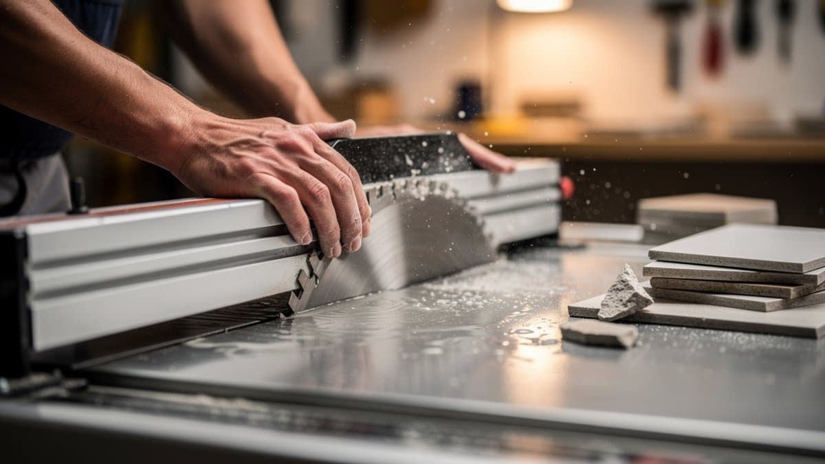 wet saw tile cutting