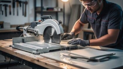 wet saw tile cutting